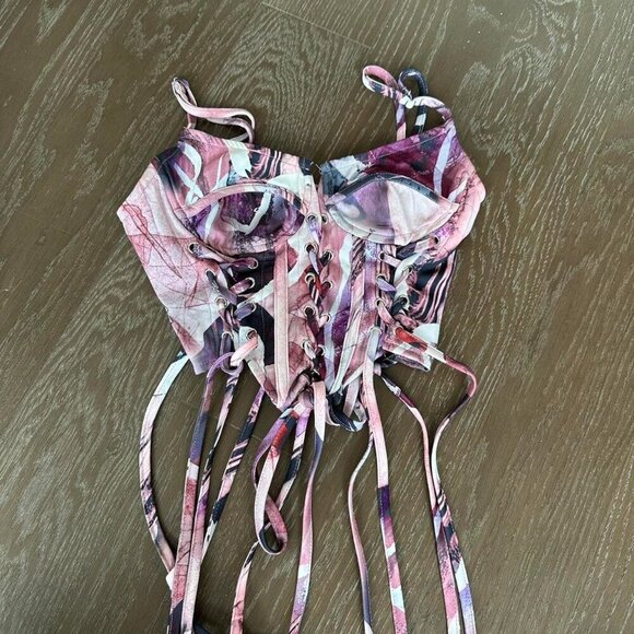 Pink And White Corset Top - Picture 2 of 5